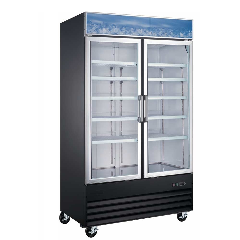 Coldline D48-B 49" Double Glass Swing Door Merchandising Freezer, Black