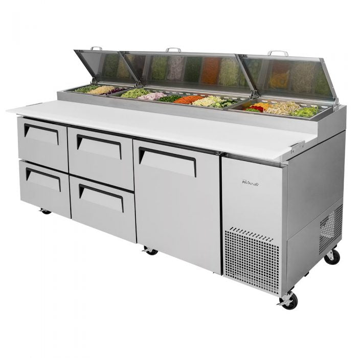 Turbo Air TPR-93SD-D4-N 1 Solid Door and 4 Drawer Refrigerated Pizza Prep Table