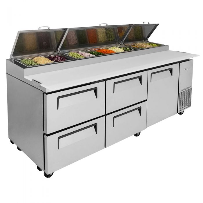 Turbo Air TPR-93SD-D4-N 1 Solid Door and 4 Drawer Refrigerated Pizza Prep Table