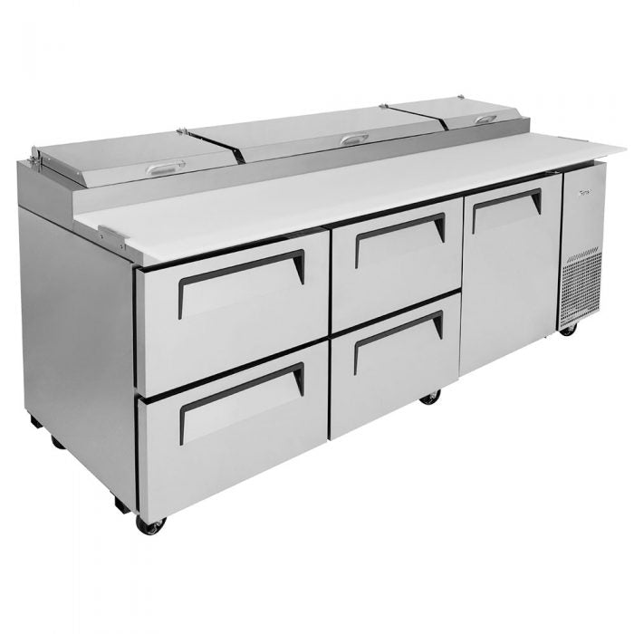 Turbo Air TPR-93SD-D4-N 1 Solid Door and 4 Drawer Refrigerated Pizza Prep Table