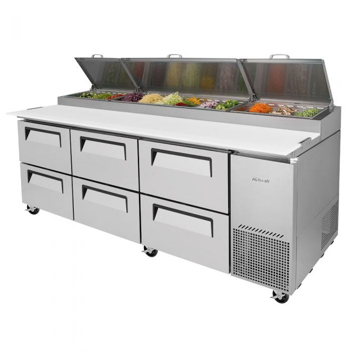 Turbo Air TPR-93SD-D6-N 6 Drawer Refrigerated Pizza Prep Table