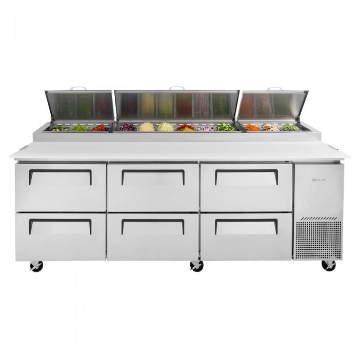 Turbo Air TPR-93SD-D6-N 6 Drawer Refrigerated Pizza Prep Table