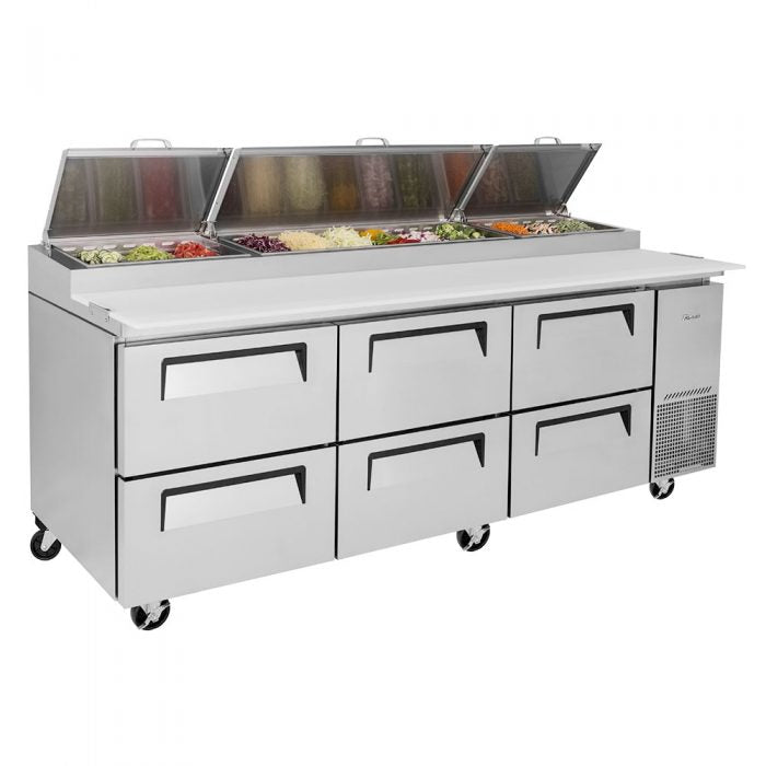 Turbo Air TPR-93SD-D6-N 6 Drawer Refrigerated Pizza Prep Table