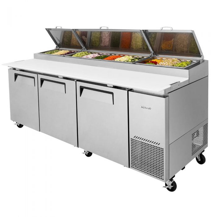 Turbo Air TPR-93SD-N 3 Solid Door Refrigerated Pizza Prep Table, 31 Cu. Ft.