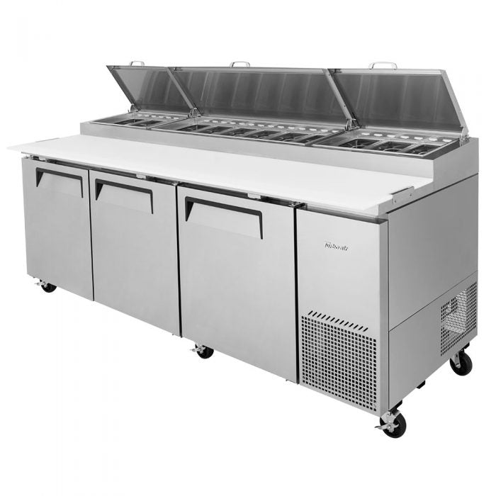 Turbo Air TPR-93SD-N 3 Solid Door Refrigerated Pizza Prep Table, 31 Cu. Ft.