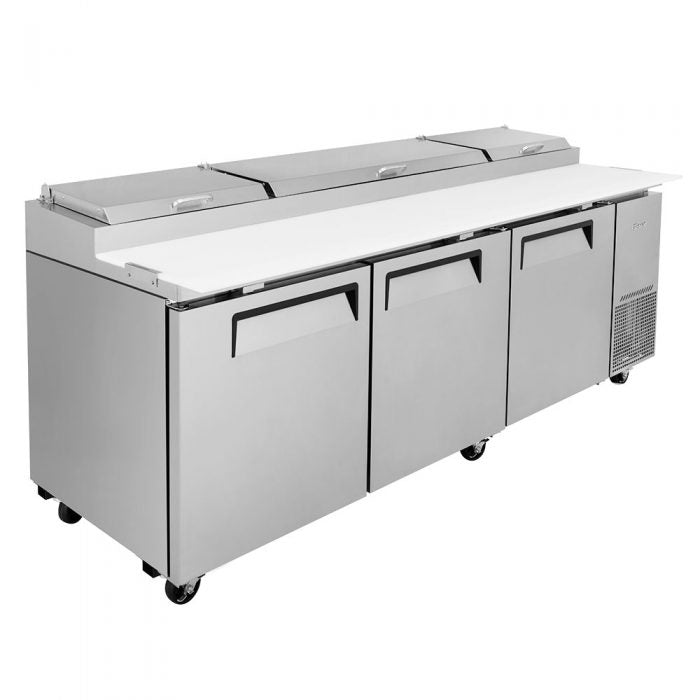 Turbo Air TPR-93SD-N 3 Solid Door Refrigerated Pizza Prep Table, 31 Cu. Ft.