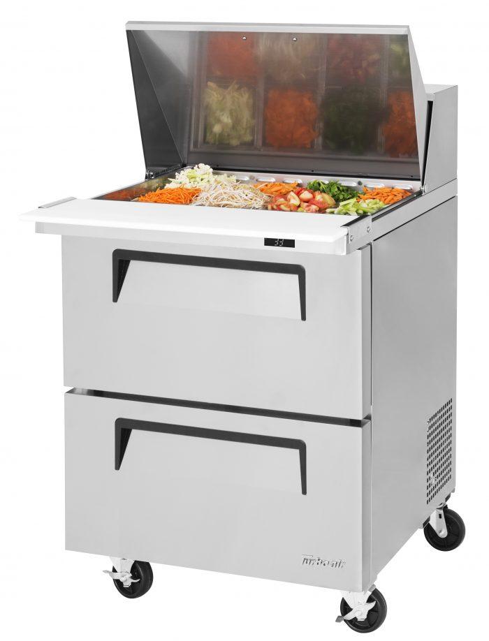Turbo Air TST-28SD-12-D2-N 2 Drawer Mega Top Refrigerated Sandwich Prep Table, Front Breathing