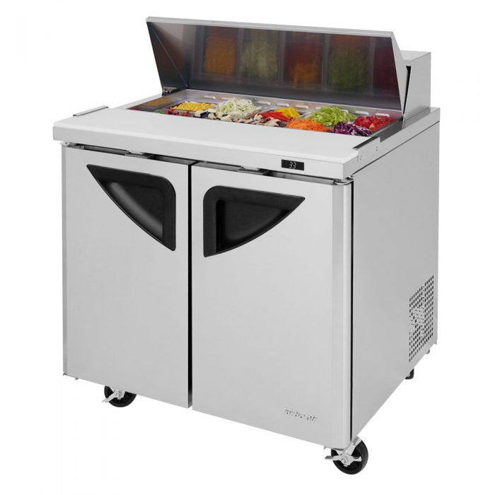 Turbo Air TST-36SD-N6 2 Solid Door Refrigerated Sandwich Prep Table, 9.5 Cu. Ft.