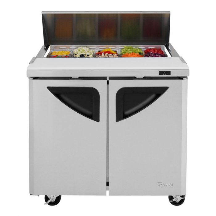 Turbo Air TST-36SD-N6 2 Solid Door Refrigerated Sandwich Prep Table, 9.5 Cu. Ft.