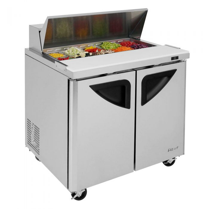 Turbo Air TST-36SD-N6 2 Solid Door Refrigerated Sandwich Prep Table, 9.5 Cu. Ft.