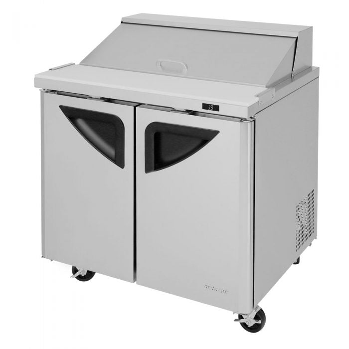 Turbo Air TST-36SD-N6 2 Solid Door Refrigerated Sandwich Prep Table, 9.5 Cu. Ft.