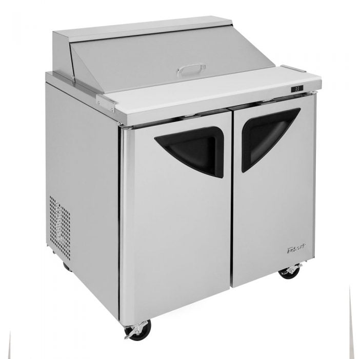 Turbo Air TST-36SD-N6 2 Solid Door Refrigerated Sandwich Prep Table, 9.5 Cu. Ft.