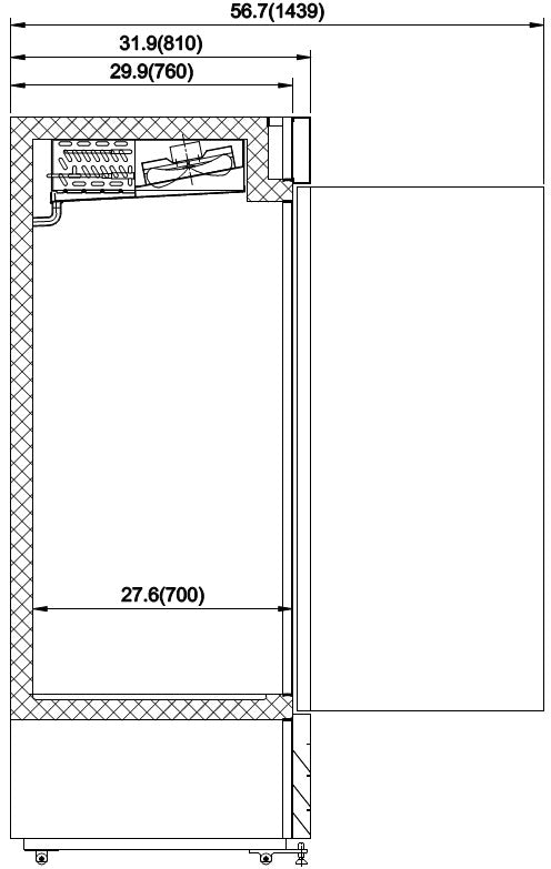 Valpro VP3R-72HC 3 Glass Door 72 cu. ft. Refrigerator