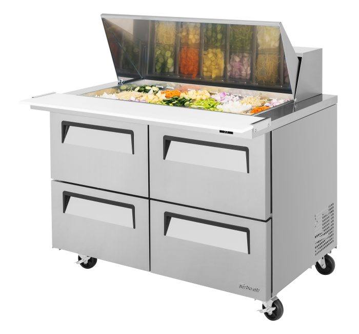 Turbo Air TST-48SD-18-D4-N 4 Drawer Mega Top Refrigerated Sandwich Prep Table, Front Breathing