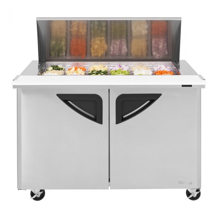 Turbo Air TST-48SD-18-N 2 Solid Door  Mega Top Refrigerated Sandwich Prep Table, 15 Cu. Ft.