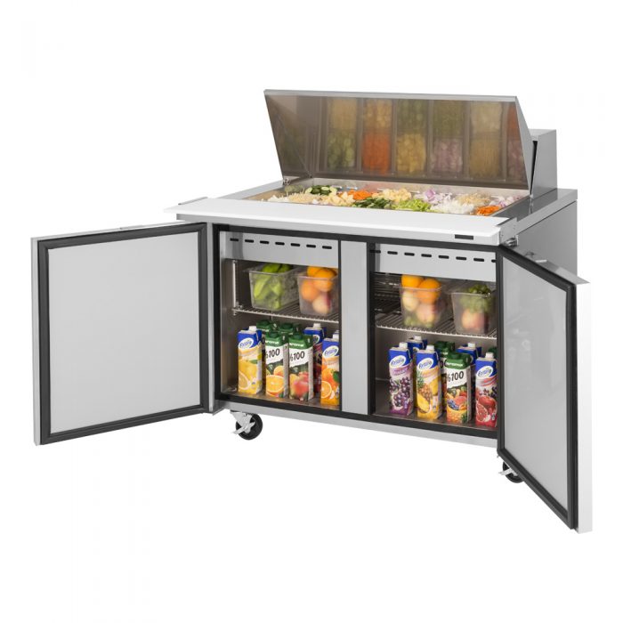 Turbo Air TST-48SD-18-N 2 Solid Door  Mega Top Refrigerated Sandwich Prep Table, 15 Cu. Ft.