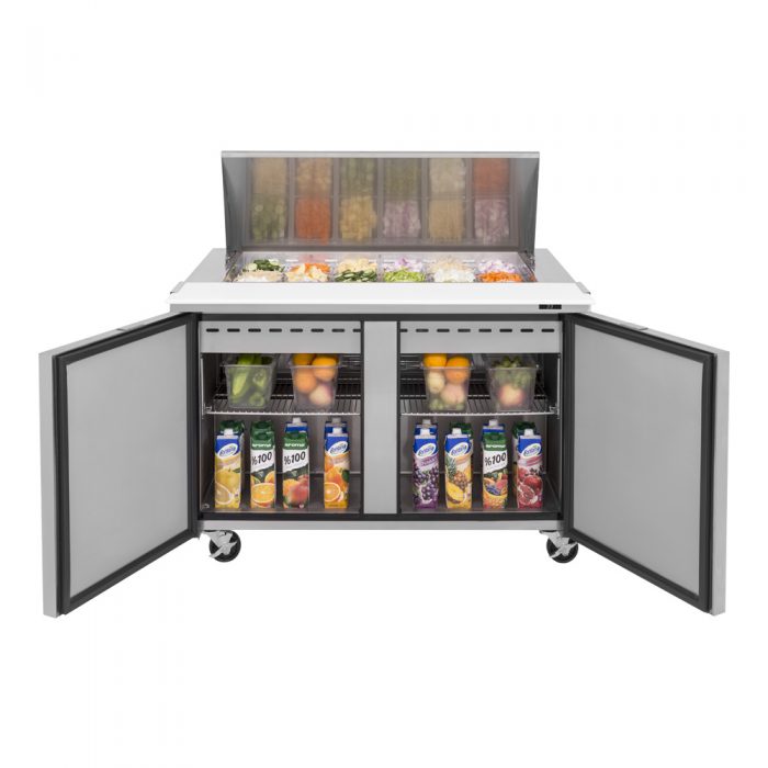 Turbo Air TST-48SD-18-N 2 Solid Door  Mega Top Refrigerated Sandwich Prep Table, 15 Cu. Ft.