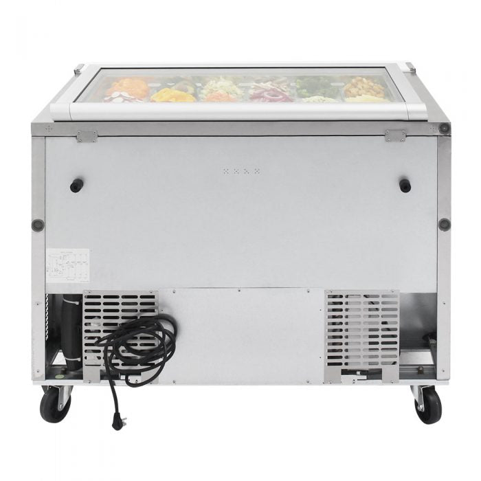 Turbo Air TST-48SD-18-N-GL 2 Solid Door  Mega Top Refrigerated Sandwich Prep Table with Glass Lid