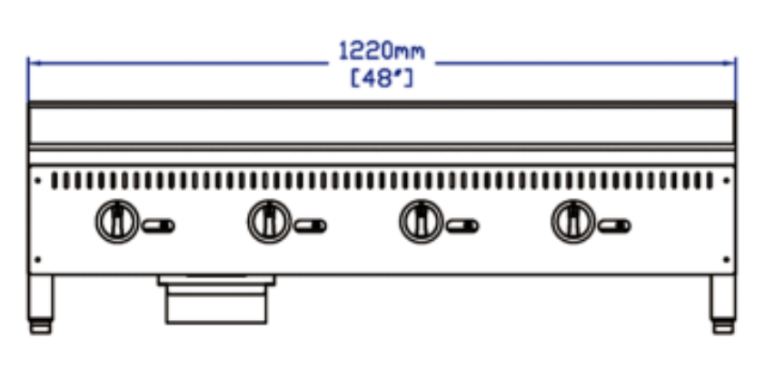 Standard Range SR-G48-M 48" Commercial Countertop 4 Burner Gas Griddle with Manual Control, 120,000 BTU