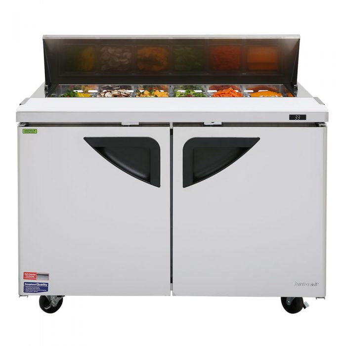 Turbo Air TST-48SD-N 2 Solid Door Refrigerated Sandwich Prep Table, 12 Cu. Ft.