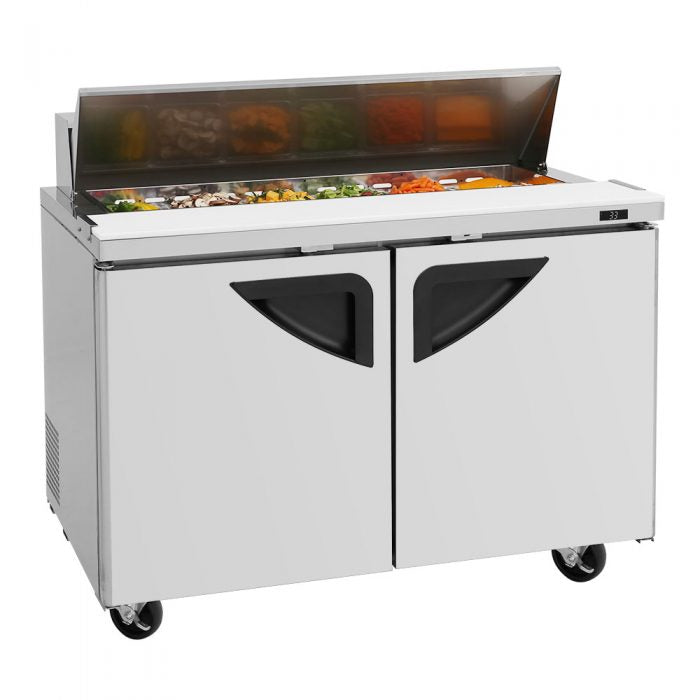Turbo Air TST-48SD-N 2 Solid Door Refrigerated Sandwich Prep Table, 12 Cu. Ft.