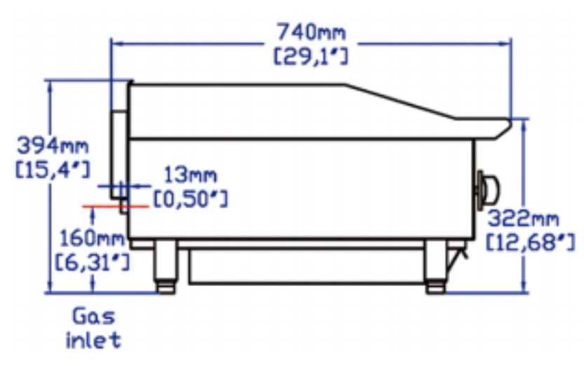 Standard Range SR-G48-M 48" Commercial Countertop 4 Burner Gas Griddle with Manual Control, 120,000 BTU