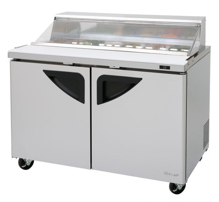 Turbo Air TST-48SD-N-CL 2 Solid Door Refrigerated Sandwich Prep Table, Clear Lid, 12 Cu. Ft.