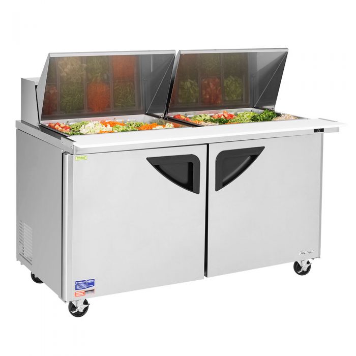 Turbo Air TST-60SD-24-N 2 Solid Door  Mega Top Refrigerated Sandwich Prep Table, 19 Cu. Ft.