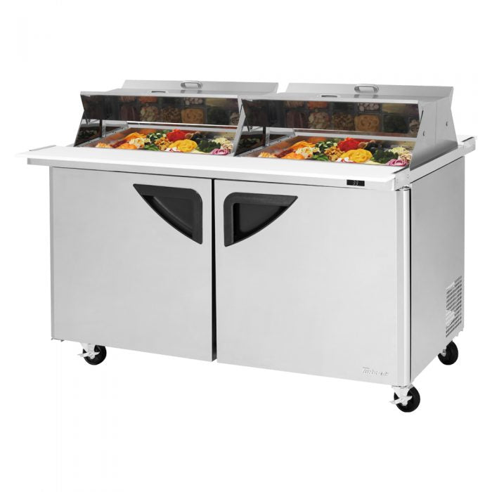 Turbo Air TST-60SD-24-N-DS 2 Solid Door  Mega Top Refrigerated Sandwich Prep Table, Dual Sided, 19 Cu. Ft.