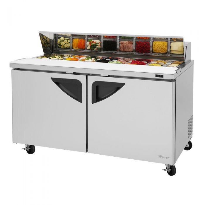 Turbo Air TST-60SD-N 2 Solid Door Refrigerated Sandwich Prep Table, 16 Cu. Ft.