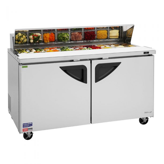 Turbo Air TST-60SD-N 2 Solid Door Refrigerated Sandwich Prep Table, 16 Cu. Ft.
