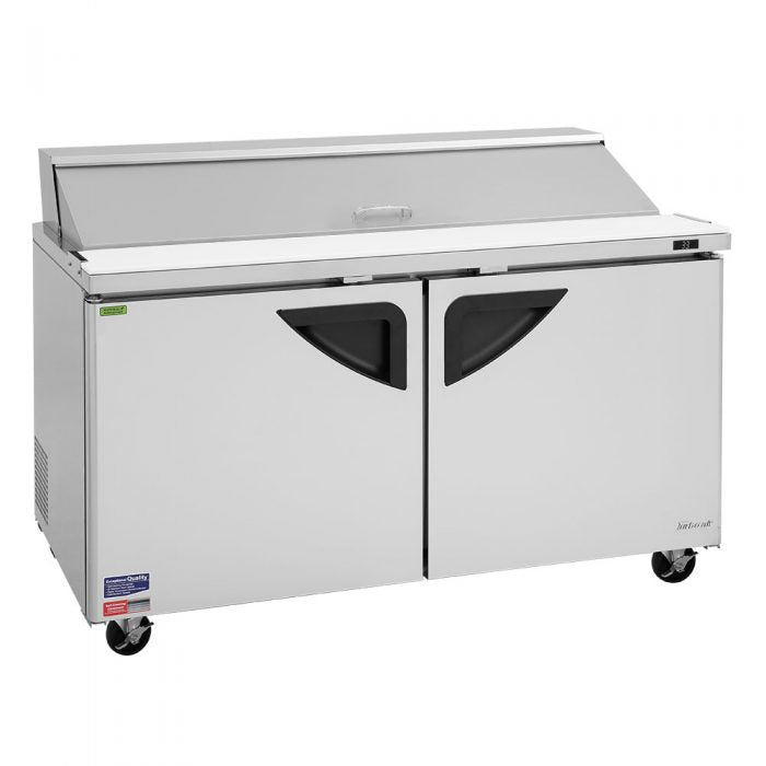 Turbo Air TST-60SD-N 2 Solid Door Refrigerated Sandwich Prep Table, 16 Cu. Ft.