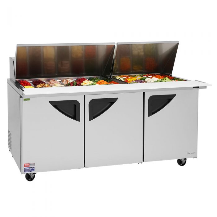 Turbo Air TST-72SD-30-N 3 Solid Door  Mega Top Refrigerated Sandwich Prep Table, 23 Cu. Ft.