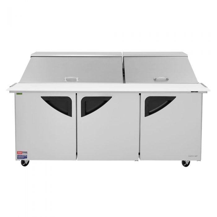Turbo Air TST-72SD-30-N 3 Solid Door  Mega Top Refrigerated Sandwich Prep Table, 23 Cu. Ft.