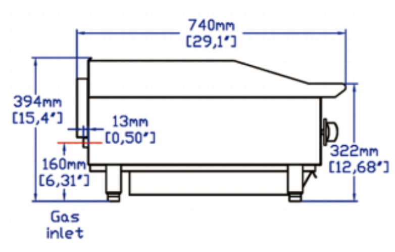 Standard Range SR-G12-M 12" Commercial Countertop 1 Burner Gas Griddle with Manual Control, 30,000 BTU