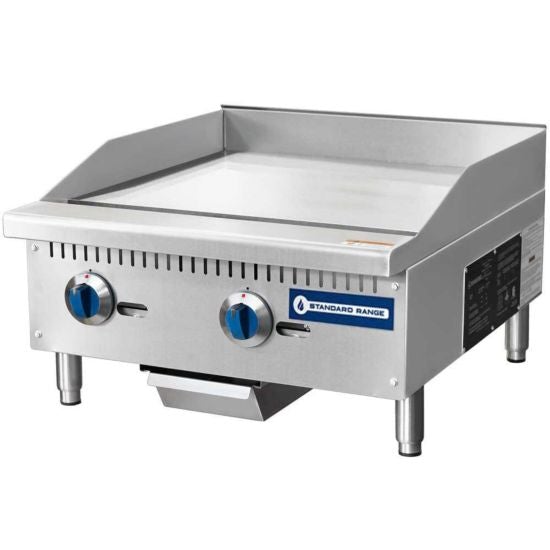 Standard Range SR-G24-M 24" Commercial Countertop 2 Burner Gas Griddle with Manual Control, 60,000 BTU