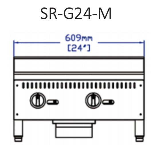 Standard Range SR-G24-M 24" Commercial Countertop 2 Burner Gas Griddle with Manual Control, 60,000 BTU