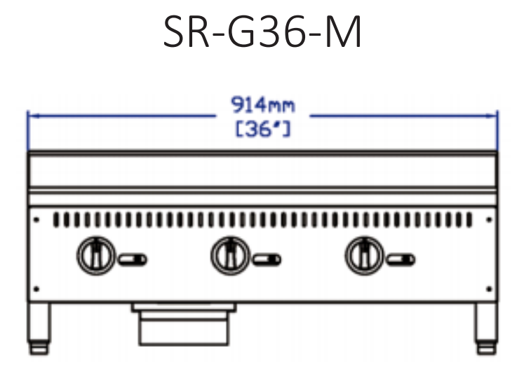 Standard Range SR-G36-M 36" Commercial Countertop 3 Burner Gas Griddle with Manual Control, 90,000 BTU