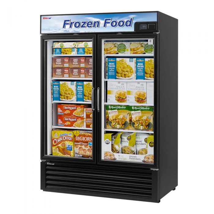 Turbo Air TGF-49F-N 2 Door Swing Style Glass Merchandiser Freezer, White, 39.8 Cu. Ft.