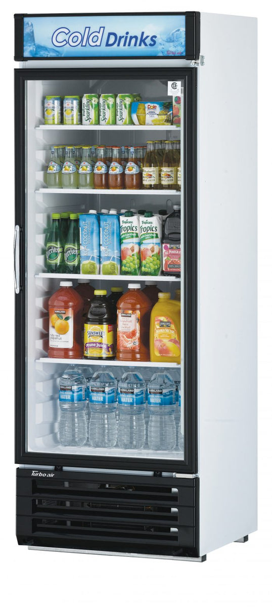 Turbo Air TGM-22RV-N6 1 Door Swing Style Glass Merchandiser Refrigerator, White w/ Black Framed Front