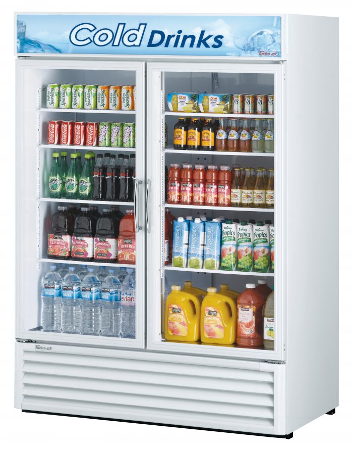 Turbo Air TGM-50RS-N 2 Door Swing Style Glass Merchandiser Refrigerator, White, 45.9 Cu. Ft.