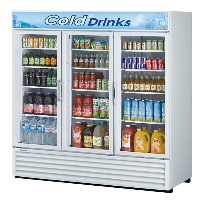 Turbo Air TGM-72RS-N 3 Door Swing Style Glass Merchandiser Refrigerator, White, 67.9 Cu. Ft.