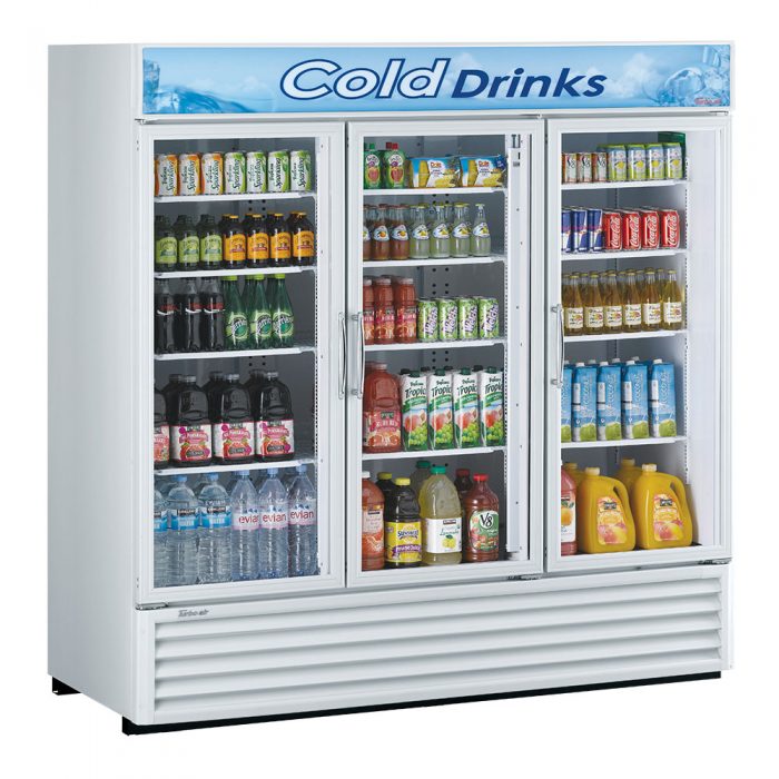 Turbo Air TGM-72RS-N 3 Door Swing Style Glass Merchandiser Refrigerator, White, 67.9 Cu. Ft.