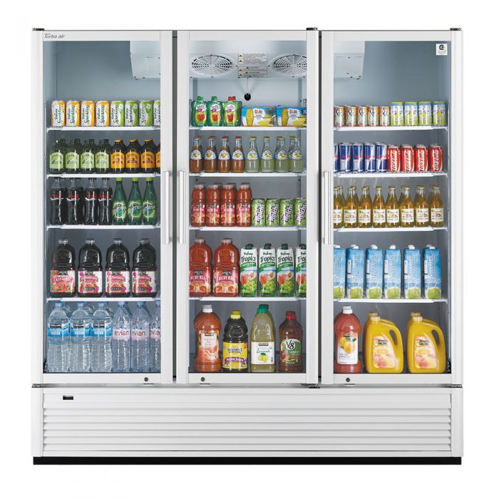 Turbo Air TGM-72SDH-N 3 Door Swing Style Glass Merchandiser Refrigerator, Full Height, 70.4 Cu. Ft.