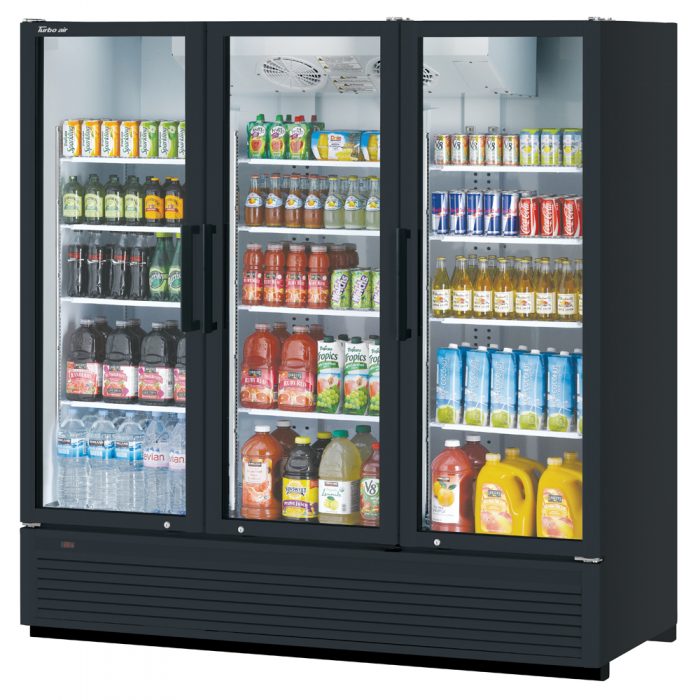Turbo Air TGM-72SDH-N 3 Door Swing Style Glass Merchandiser Refrigerator, Full Height, 70.4 Cu. Ft.