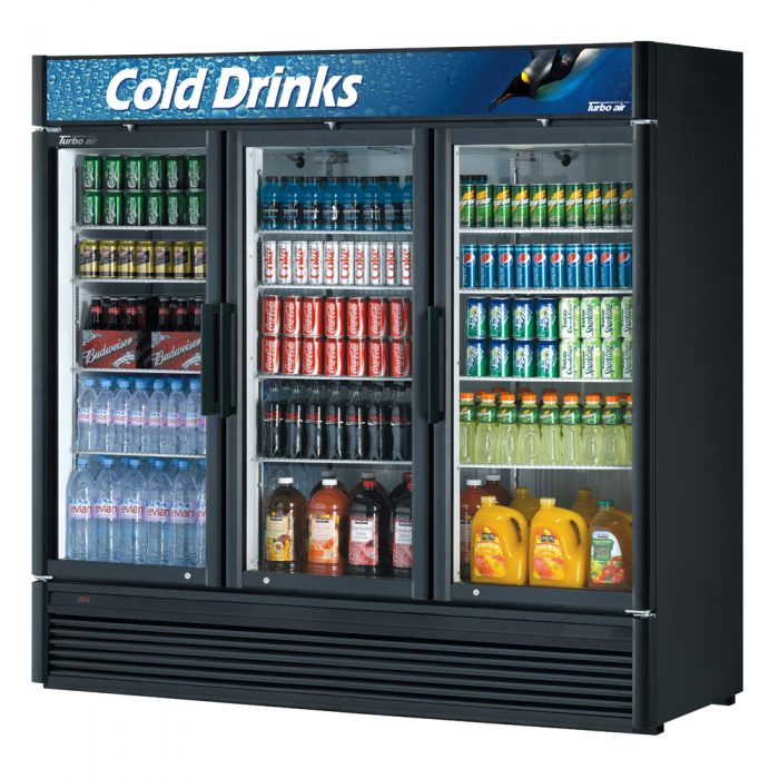 Turbo Air TGM-72SD-N 3 Door Swing Style Glass Merchandiser Refrigerator, 67.9 Cu. Ft.