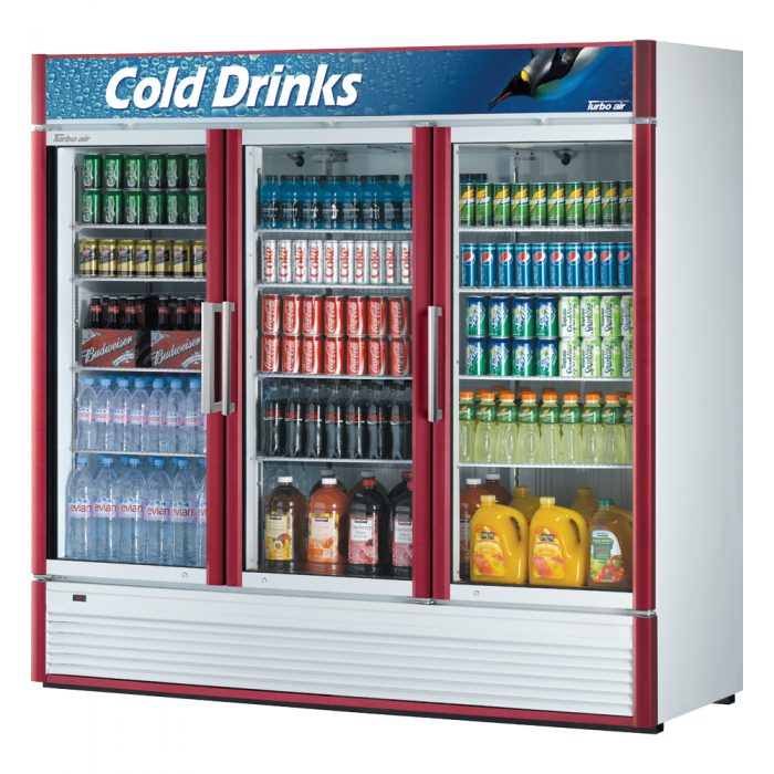 Turbo Air TGM-72SD-N 3 Door Swing Style Glass Merchandiser Refrigerator, 67.9 Cu. Ft.
