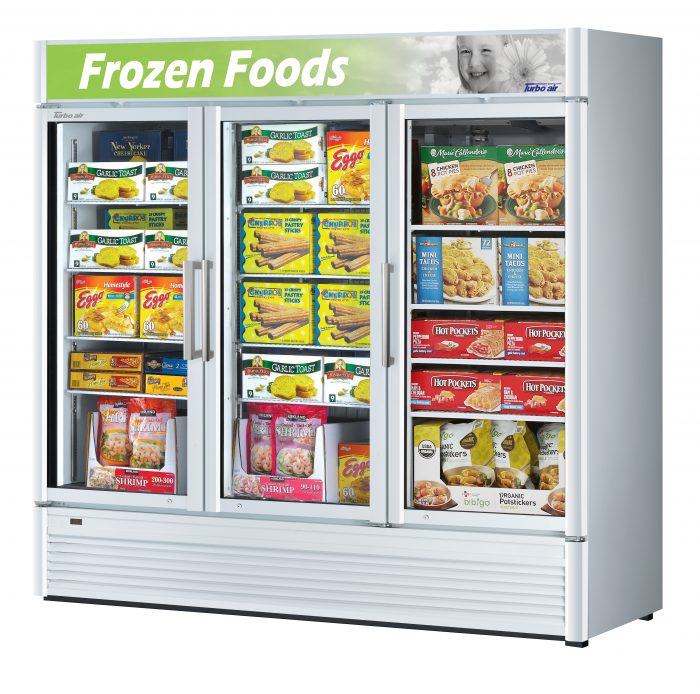 Turbo Air TGF-72SD-N 3 Door Swing Glass Merchandiser Freezer, 60.4 Cu. Ft.