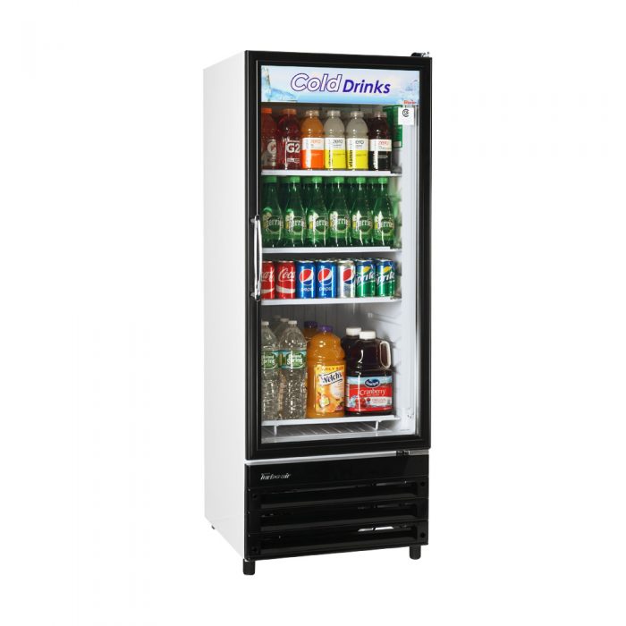 Turbo Air TGM-11RV-N6 1 Door Swing Glass Merchandiser Refrigerator, White with Black Framed Front, 10 Cu. Ft.