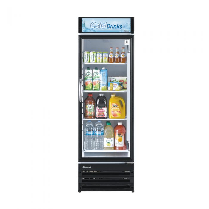 Turbo Air TGM-14RV-N6 1 Door Swing Glass Merchandiser Refrigerator, White with Black Framed Front, 12.1 Cu. Ft.